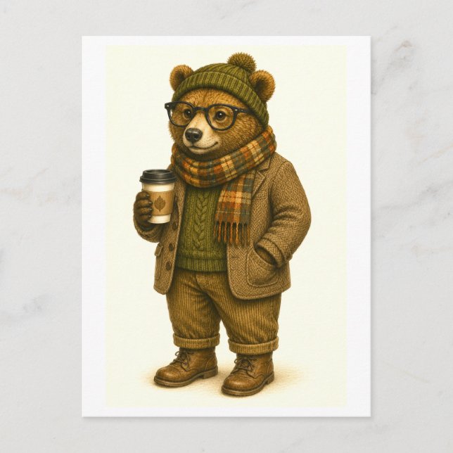 Cartão postal do urso hipster (Frente)