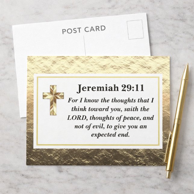Cartão postal do versículo da Bíblia Classy Gold J (The foil details are simulated in the artwork. No actual foil will be used in making this product.)