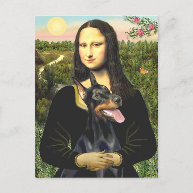 Cartão Postal Doberman 1 - Mona Lisa (Frente)