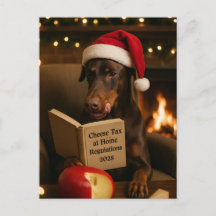 Doberman 'Cheese Tax' Christmas postcard