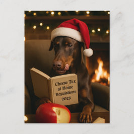 Cartão Postal Doberman 'Cheese Tax' Christmas postcard