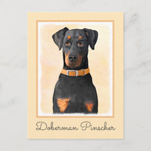 Cartão Postal Doberman Pinscher Não Cortado Pintura Arte Origina