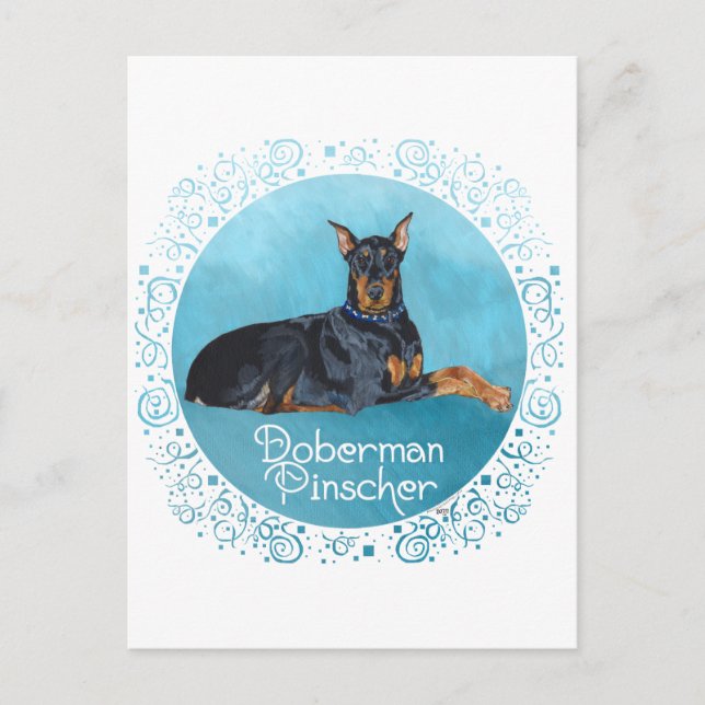Cartão Postal Dobermann Preto (Frente)