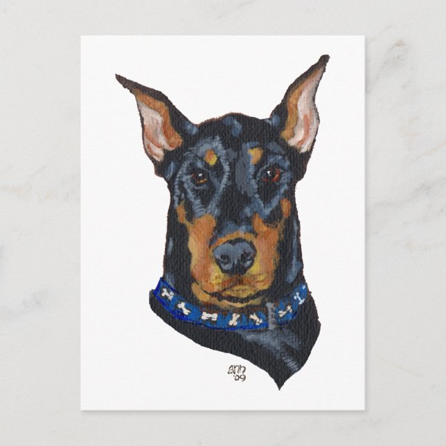 Cartão Postal Dobermann Preto (Frente)