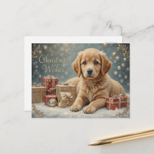 Cartão Postal Doce Cachorrinho de Natal Inverno Aconchegante Fér