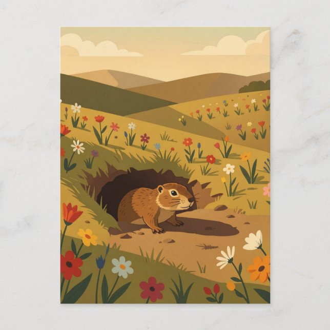 Cartão Postal Doce Dia do Marmota | Poema de Primavera ou Invern (Frente)