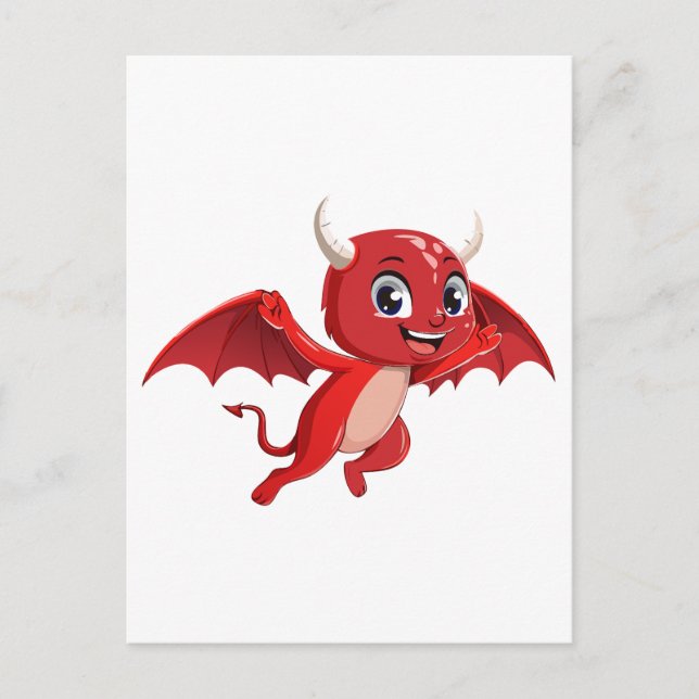 Cartão Postal Doce diabo voador de desenho animado (Frente)