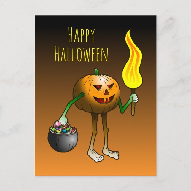 Cartão Postal Doce ou travessura com Jack O'lantern (Frente)