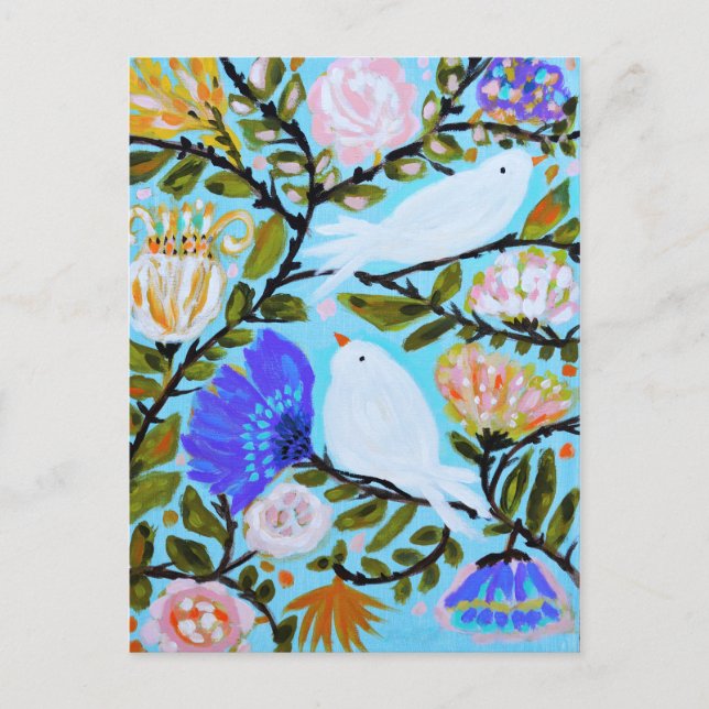 Cartão Postal Doce Pássaros de Amor II (Frente)