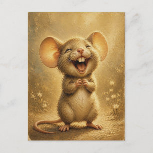 Cartão Postal Doce Rato Risonho Arte Fina