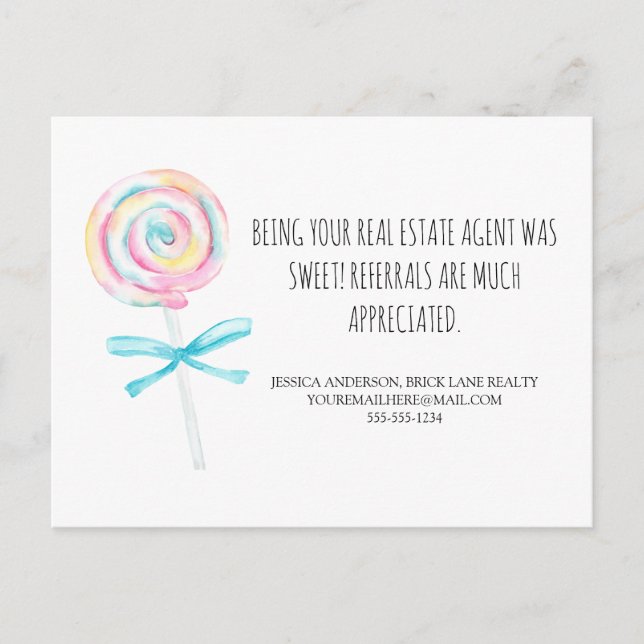 Cartão Postal Doce Tratar Remessas Imobiliários (Frente)