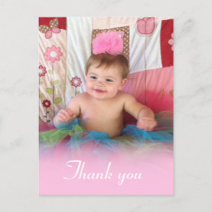 Cartão Postal Doces de algodão cor-de-rosa: Imagem Obrigado Cart