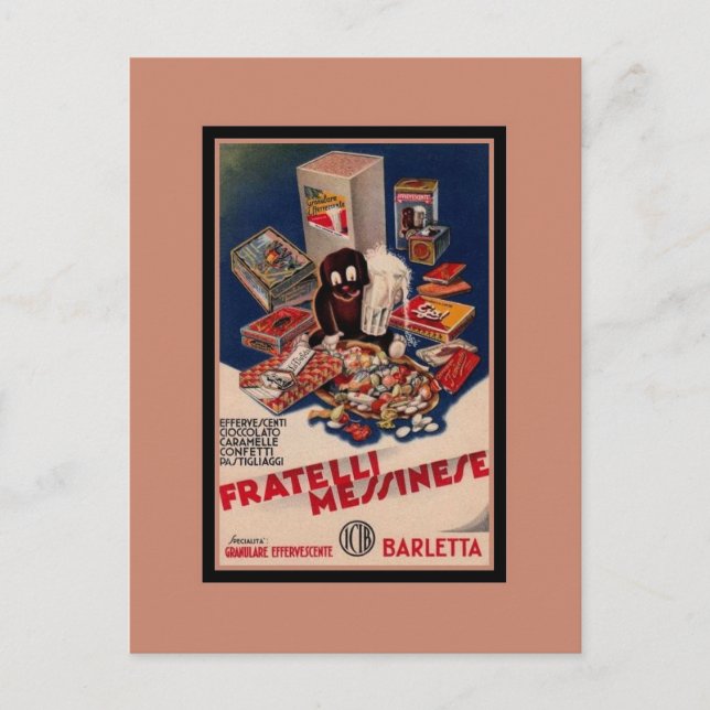 Cartão Postal Doces italianos do vintage que anunciam (Frente)