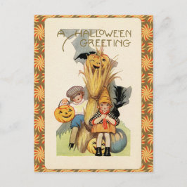 Cartão Postal Doces ou Travessuras de Halloween Vintage
