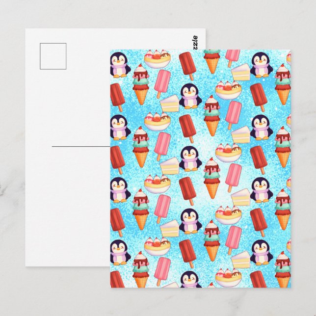 Cartão Postal Doces para Sorvetes de pinguim (Frente/Verso)