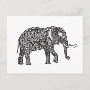 Cartão Postal Dodle Elefante Fantasia Estilizada