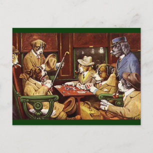 Cartão postal Dogs Playing Cards