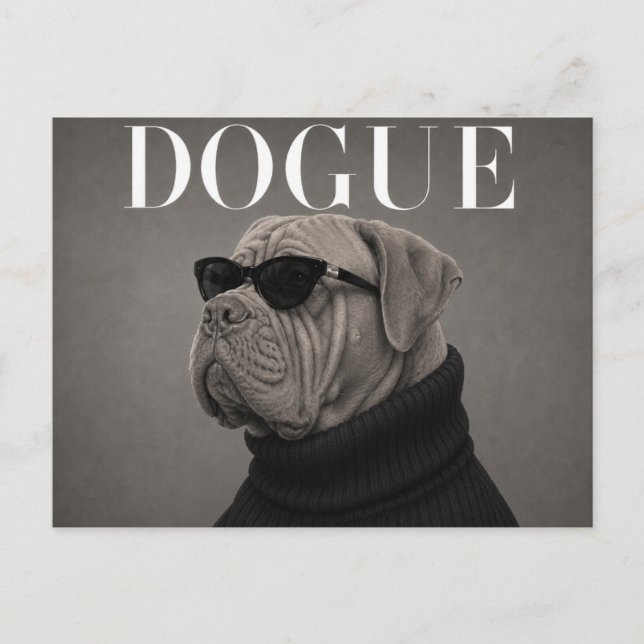 Cartão Postal Dogue du Bordeaux Editorial de Moda de Luxo (Frente)