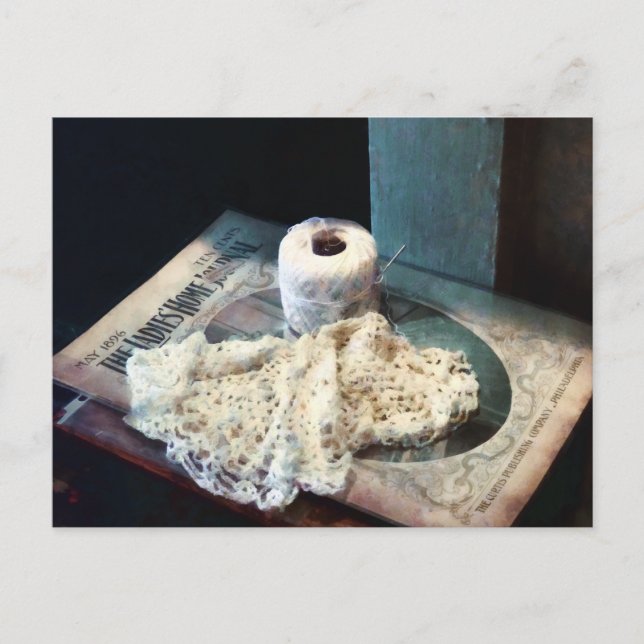 Cartão Postal Doily e Crochet Thread (Frente)