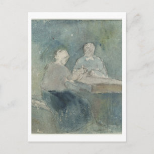 Cartão Postal Dois camponeses na Mesa, c.1874 (c/c no papel)