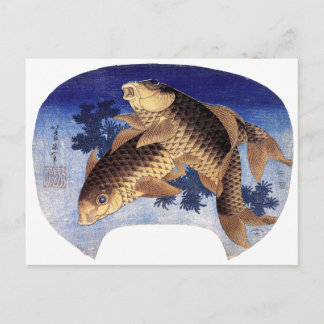 Cartão Postal Dois Carpas, Hokusai