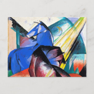 Cartão Postal Dois cavalos vermelhos e azuis de Franz Marc