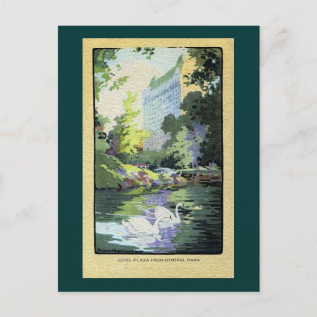 Cartão Postal Dois Cisnes no Lago Central Park (Frente)