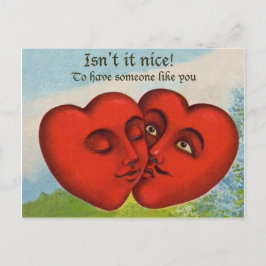 Cartão Postal Dois corações beijando, dia dos namorados vintage
