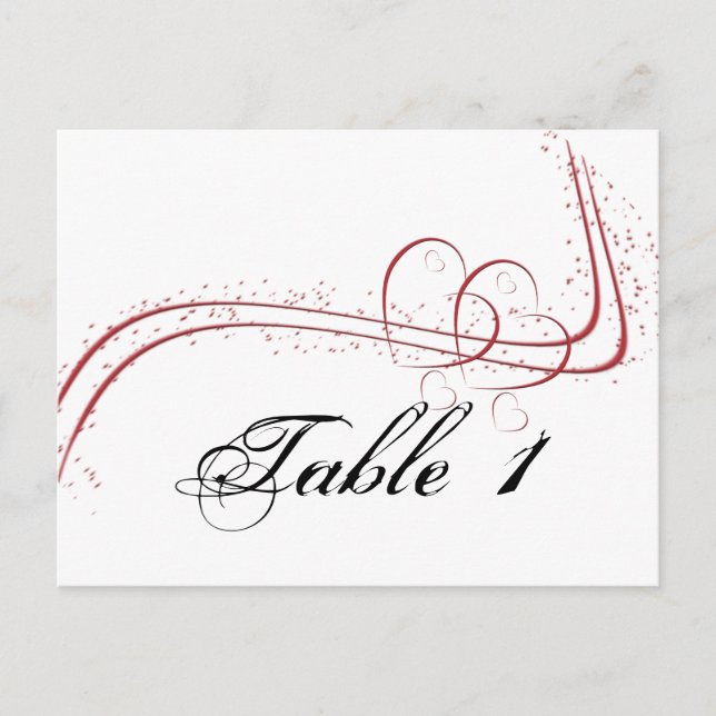 Cartão Postal Dois Corações como Um Número de Tabela (Frente)
