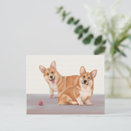 Cartão Postal Dois Corgis Fofos