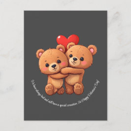 Cartão Postal Dois desenhos animados abraçam.