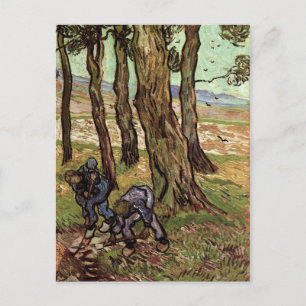 Cartão Postal Dois Escavadores Entre Árvores, Arte Fino Van Gogh