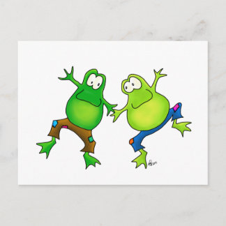 Cartão Postal Dois Felizes Amigos Sapos de Salto