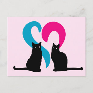 Cartão Postal Dois gatos apaixonados
