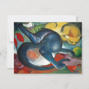 Cartão Postal Dois gatos, azul e amarelo por Franz Marc (1912)