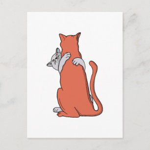 Cartão Postal Dois Gatos Embrçam a Amizade