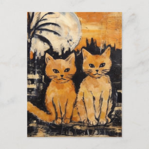 Cartão Postal Dois Gatos Laranja Mídia Misturada