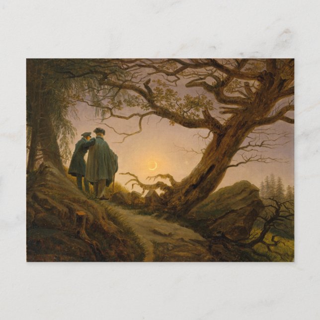 Cartão Postal Dois homens contemplando a lua - Friedrich (Frente)
