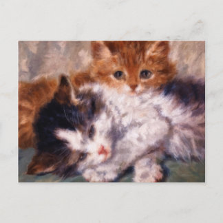 Cartão Postal Dois Kittens rapados por Henriëtte Ronner-Knip
