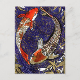 Cartão Postal dois koi