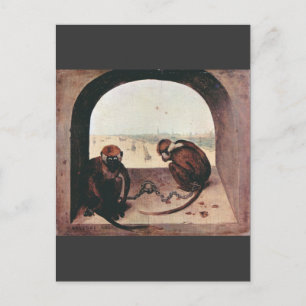 Cartão Postal Dois macacos por Pieter Bruegel