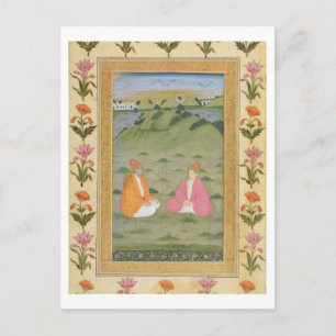 Cartão Postal Dois nobres sentados em uma paisagem, do Pequeno C