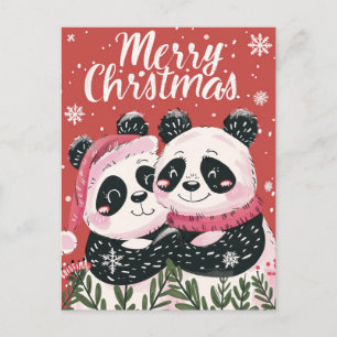 Cartão Postal Dois Panda Feliz Natal