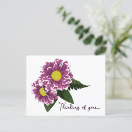 Cartão Postal Dois Pinks Magenta Dahlias pensando em você