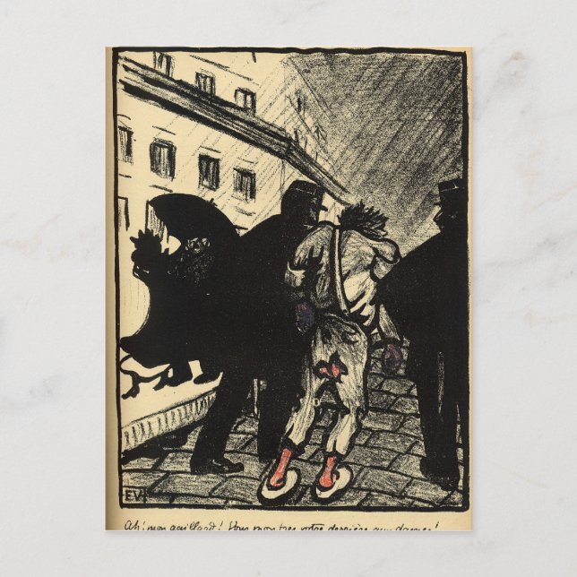 Cartão Postal Dois policiais tiram uma rampa vestida de trapos (Frente)