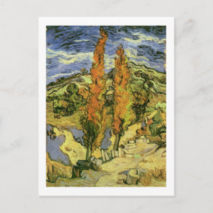 Cartão Postal Dois Poplars em uma estrada, Van Gogh Beleza Art