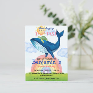 Cartão Postal Dois rápidos Tartaruga arco-íris fofa Baleia peixe