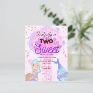 Cartão Postal Dois Sweet cupcake arco-íris sereia Aniversário de
