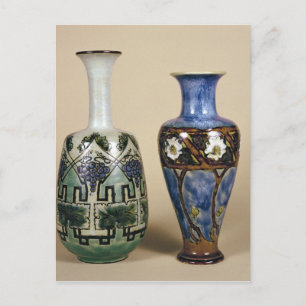 Cartão Postal Dois vasos Doulton por Eliza Simmance, c.1880