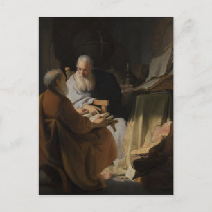Cartão Postal Dois Velhos Disputando de Rembrandt